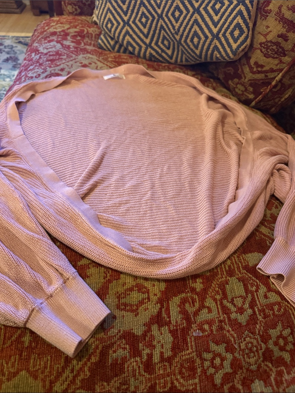 ht halogen Light Pink Women's Lightweight Knit Sweater for back and sleeves